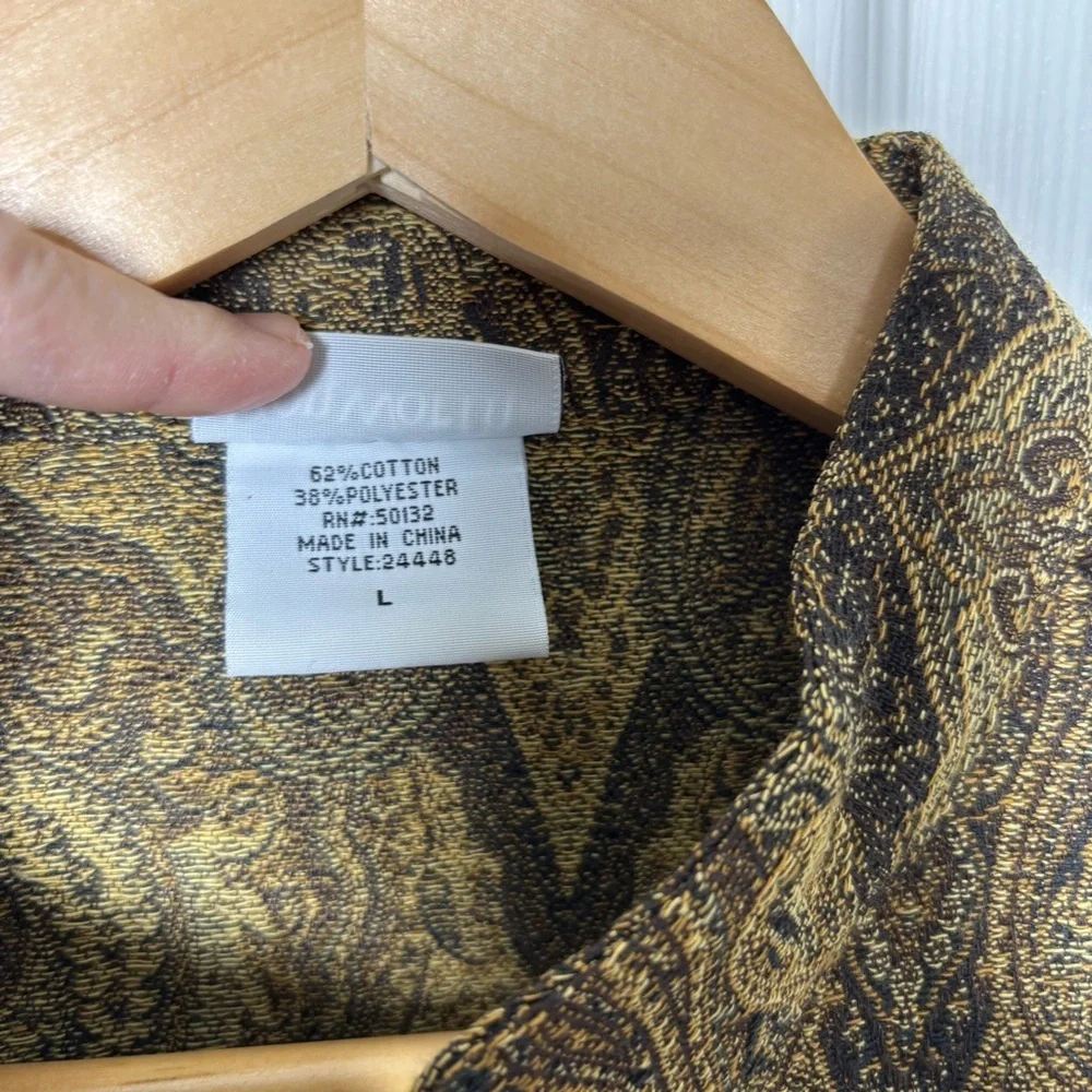 BonWorth Tapestry Jacket Women's Large Full Zipper Brown Paisley Jacquard Granny